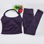 Women's Halter Top And Sports Leggings Gym Workout Set Two-Piece Pilates Clothes Yoga Outfits Impact Fitness Pants Set