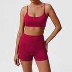 2 Pieces Sportswear Women Yoga Shorts Set Short Sleeve Sports T Shirts High Waist Hip Lifting Running Leggings Fitness Outfits
