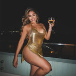 Sexy and Fashionable Women's Elegant Short Dress with Hanging Neck Backless Bottom Chest Sequin Party Girl Dance Dress