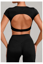 No Padded Women's Yoga T-shirt Short Sleeves Bra Backless Fitness Top Beautiful Back Gym Clothes Form-fitting Running Tee