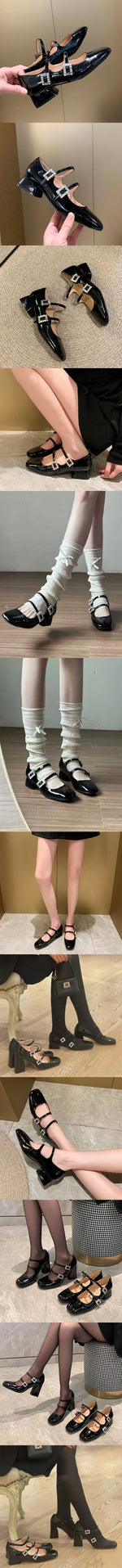 2026 Brand Design Women's Mary Janes Heels Shoes Summer Vintage Black Shoes Sweet Elegant Crystals Rhinestones Lady Pumps
