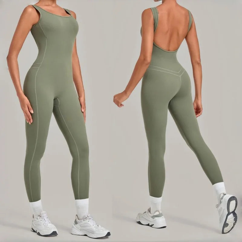 Women's Seamless Yoga Jumpsuits Fitness Sports Hip-lifting Beauty Back Sleeveless One-Piece Training Workout Running Bodysuits
