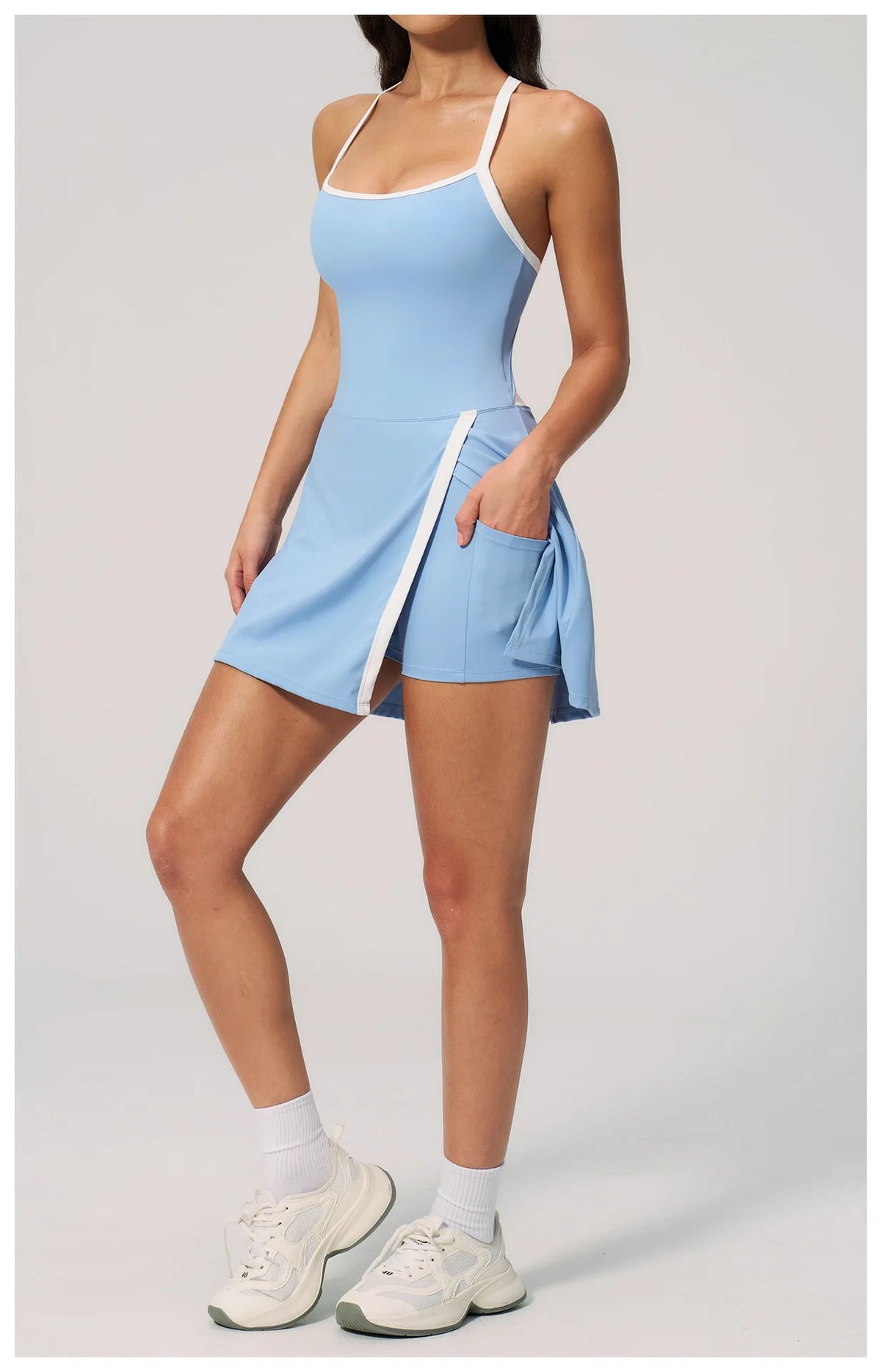 Naked Women's Tennis Dresses for Women Breathable Back Hollowed Out Sleeveless Mini Dress Built in Shorts Tight Sports Skirt