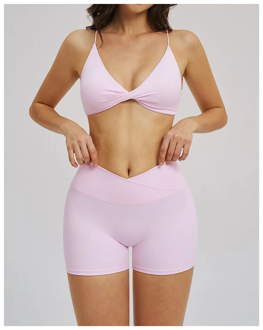 Women 2 Piece Gym Workout Set Female Bra Yoga Shorts Vest Fitness Wear Quick-DrySports Bra Suits Sportswear Tracksuit Outfits