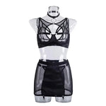 Toucheart 5-Pieces Erotic Lingerie Sexy Hip Skirt For Women Mesh Patchwork Hollow Out See-Through Lure Garters Underwear Suit