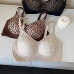 Fashion Leopard Bra Seamless Push Up Design Wireless Lightweight Comfort for Women Small Chest Enhancement Underwear