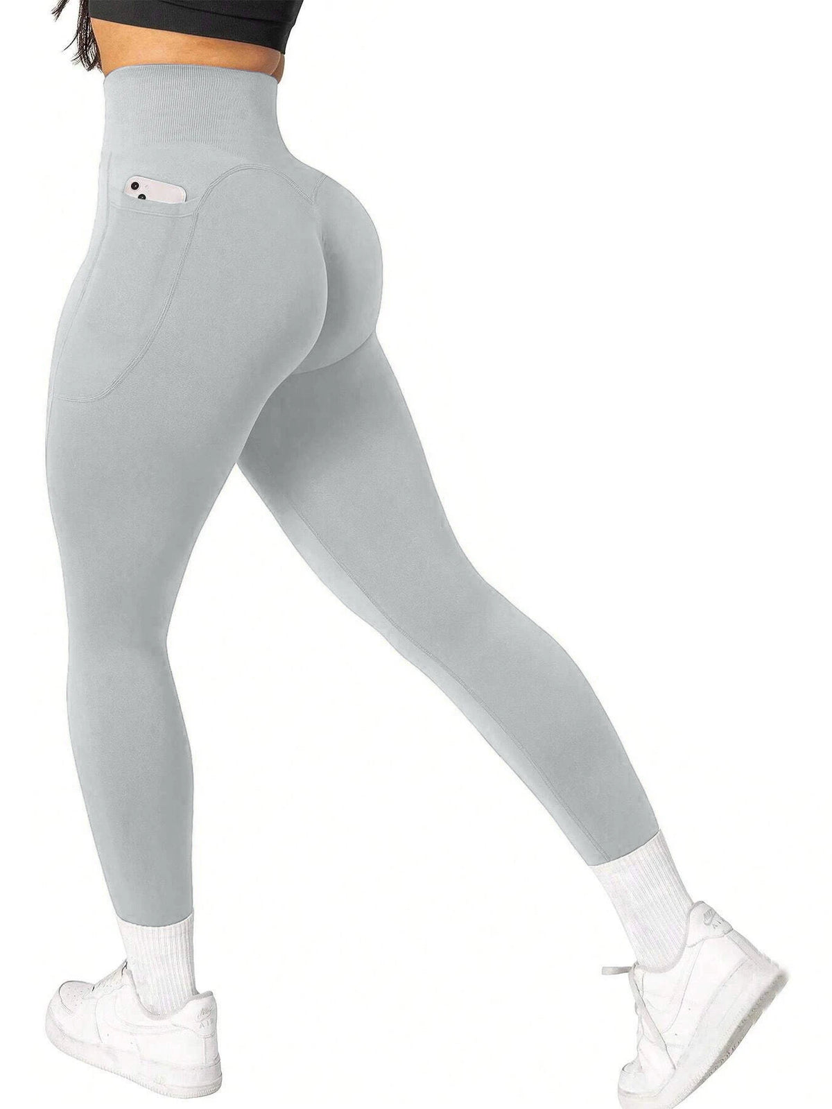 High Waist Tummy Control Yoga Pants with Pockets for Gym Workout - Breathable Stretchy Fitness Leggings