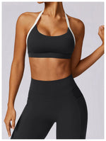 Gym Sport Bra Halter Sports Bra Anti-sweat Breathable Yoga Bra Shockproof Crop Top Fitness Top Push Up Workout Top Women