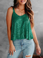 2026 Summer Fashion Women's Tanks Sexy Sequins Camisole Lady Casual Sliver Women's Strap Top Night club Streetwear Y2K Dress up