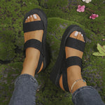 Women Minimalist Wedge Sandals Open Toe Thick Sole Female Platform Shoes Elasstic Back Strap Home Street Slingback Sandalias