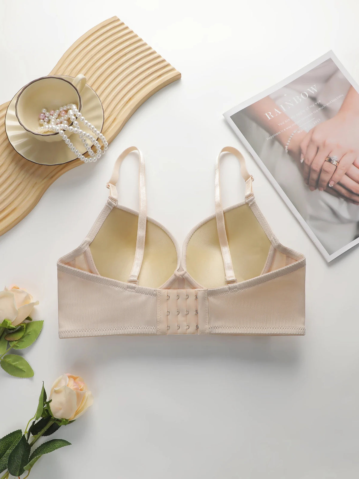 Women Ribbed Longline Push Up Bra Adjustable Thin Strap Side Support Anti Sag Brassiere Breathable Solid Daily Lingerie B6075