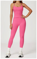 Women's Seamless Yoga Set Quick Drying Slim Fit High-end Feeling Exposed Feeling Set Outdoor Sports and Running Fitness Set