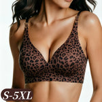 Women Wireless Leopard Seamless Bra Adjustable Non-Detachable Strap Removable Pad Intimates Skin-Friendly Underwear S-5XL