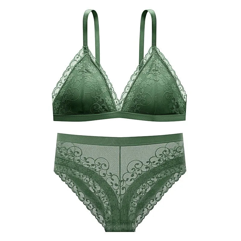 Women Lace Bra Set Push Up Bralette Low Waist Panties Female Embroidery Flora Lace Underwear Sexy Lingerie Set Female Intimates