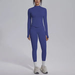 Women's Seamless Yoga Sets Sports Fitness Zipper Long-Sleeve Jacket Slim-fit Hip Lift Pants Suits Workout Training Gym Sets