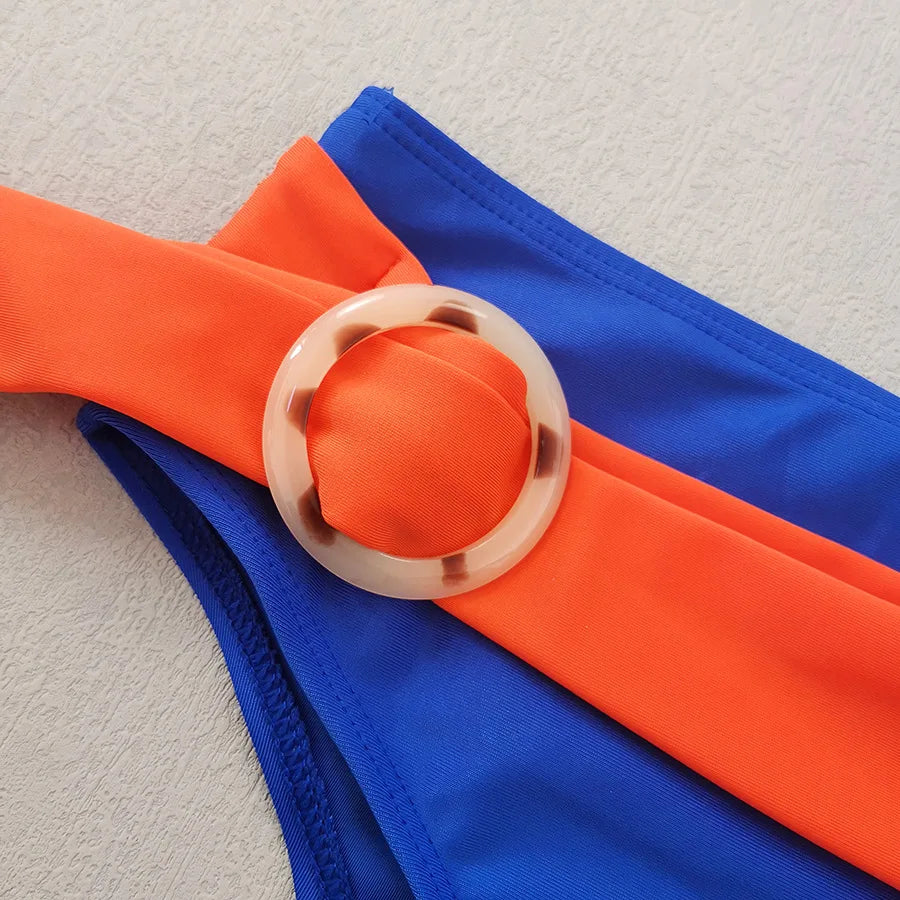 Solid Color Patchwork Bikini Set Adjustable Waist Belt 2 Piece Swimsuit for Women V-neck Halter Backless Beach Bathing Suit 2026
