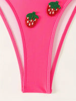 ZTVitality Sexy Halter Solid Color Stick Fruits Bikini Set Women Swmsuit Two-Piece Bandage Swimwear Bathing Suit Summer Biquini