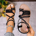 Women Beach Braided Brown Sandals Women Flats Casual Open Toe Sandalias Summer 2026 New Fashion Casual Walking Shoes