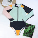 2024 Women One Piece Swimsuit Surfing Sport Swimsuit Long Sleeves Swimwear Print Monokini Bathing Suit Tropical Bodysuit Female