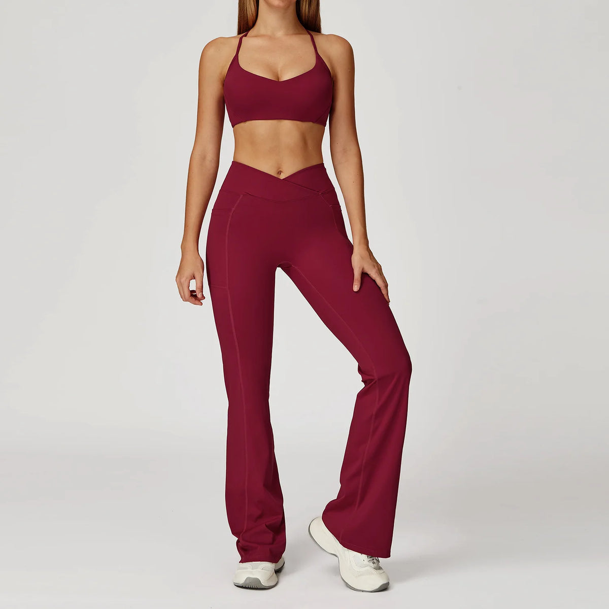 Women's Yoga 2-Piece Hip Lifting Tight Fitting Naked and Beautiful Back Set Outdoor Sports and Leisure Running Fitness Suit