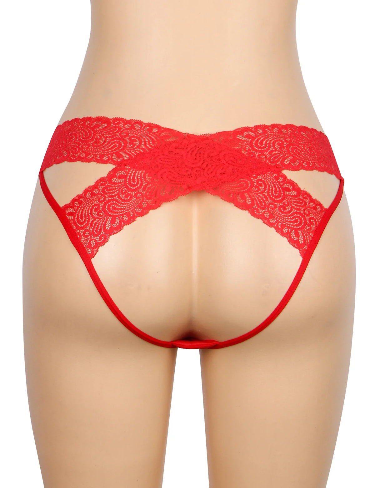 Black Red Crotchless Panties for Women Sexy Hollow Out Lace Lingerie Open Crotch Thong Underwear