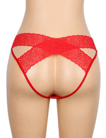 Black Red Crotchless Panties for Women Sexy Hollow Out Lace Lingerie Open Crotch Thong Underwear