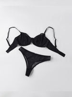 New Style Lingerie for Women with Large Busts, Ultra-Thin Sexy Striped Bra, Side Breast Reduction, Anti-Sagging, Adjustable Bra Set