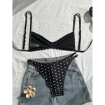 S - XL Polka Dot V Neck Bikini Women Swimwear Female Swimsuit Two-pieces Bikini set High Leg Cut Bather Bathing Suit Swim V8147