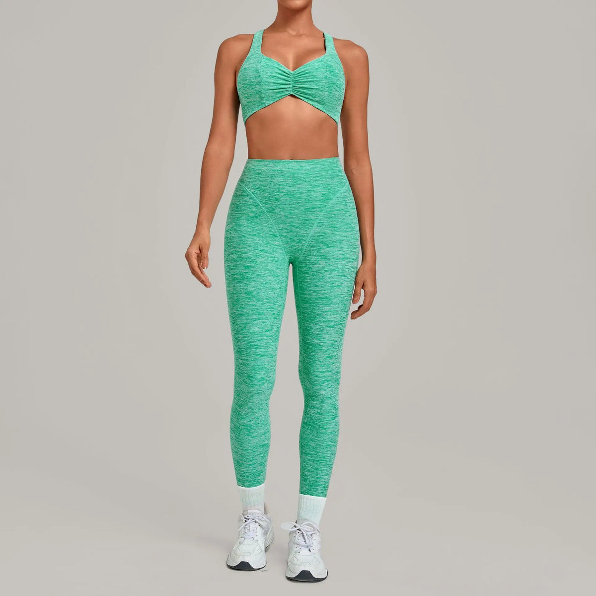 Women's Seamless Yoga Set Sports Fitness Workout Slim Fit High-Waist Tummy Control Pants Suits Gym Training Running Vest Sets