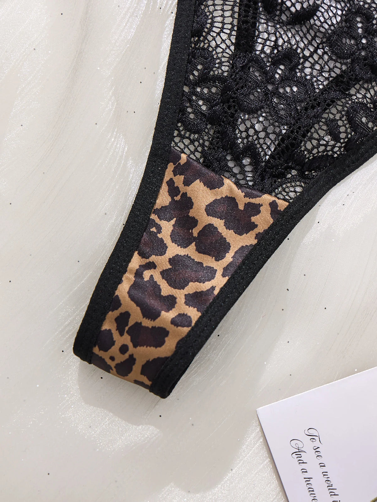 European and American style hot girl leopard print lace lingerie set-Sexy see-through half-cup shaping bra,thong pants ZA825182
