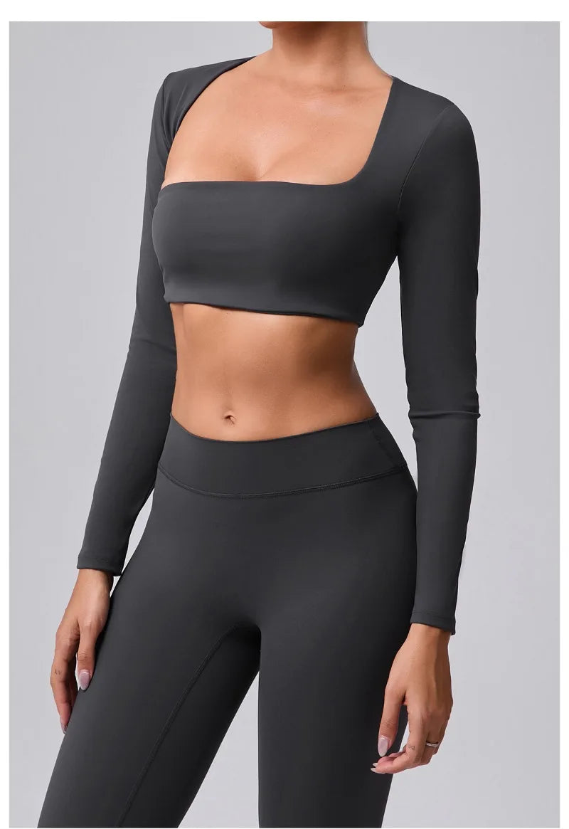 Women's Brushed Long Sleeve Yoga T-shirt Lightweight Quick-Dry Sports Tunic for Outdoor Running, Fitness & Multi-Sport