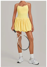 Women's Tennis Skirt Dress Sports Fitness Golf Beautiful Back Slim-fit One-Piece Training Workout Gym Anti-exposure Yoga Dress