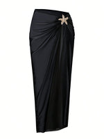 Vintage Black White Long Skirt Swimwear Sets Women Deep V Neck Starfish Hollow Out Bathing Suit Holiday One Piece Swimsuit 2026