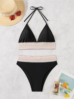 ZTVitality Sexy Patchwork 2 Piece Bikini Set Women's 2024 New Arrival Padded Bra Halter Backless Swimsuit Women Swimwear Summer