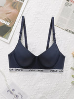 Women's sexy embroidered letter belt bra with steel ring gathering push up shoulder strap adjustable comfortable underwear B6070