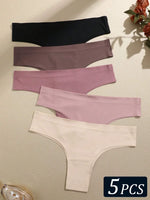 5PCS Seamless Maillard Panties Ultra-thin Brazilian panties Women Ice Silk Underwear Sexy Panty Low Waist G-string Female Solid