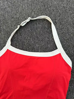 Women's Seamless Yoga Tank Top - Adjustable HALTER Neck & Quick-Dry Fitness Shirt Color Block Running Sports Gym Workout Top