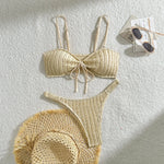 Wrinkled Crinkled Tie Knotted Bikini Women Swimwear Female Swimsuit Two-pieces Bikini Set Brazilian Bathing Suit Swim Beach Wear