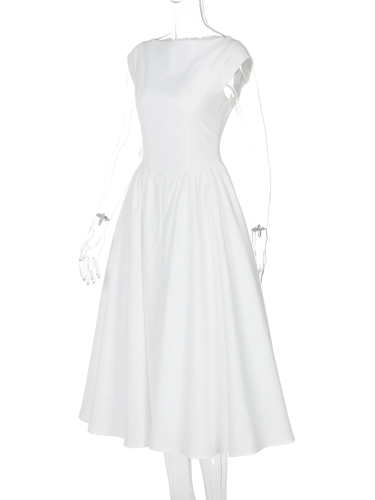 FDYOUI Elegant Sleeveless Backless A-line Party Dress for Woman 2026 Summer Tunics High Waist Solid Wedding Evening Prom Dresses
