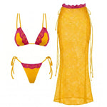 New 3Pcs Crochet Bikini Women Swimsuit Sexy Swimwear Halter Biquini Push Up Swim Suit Strappy Bodysuit Female Bathsuit Beachwear