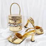doershow new come Matching Women Shoe and Bag Set Decorated colorful Nigerian Shoes and Bag Set Italy Shoes and Bag setHF1-1
