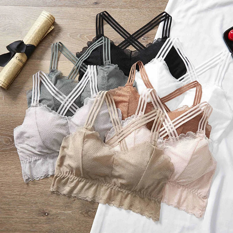 Lace Crop Top Women Seamless Underwear Padded Crop Tops Female Sexy Lingerie Fashion Women Tank Top Lace Camisole