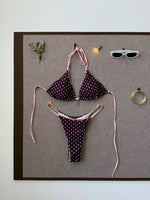 Sexy Pink Polka Dot Print Patchwork Micro Bikini 2026 Women Halter Push Up Bra Triangle Swimsuit Summer Bathing Suit Swimwear