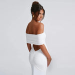 Temperament Slim Strapless Long Dress Women Solid Color Sexy Off-shoulder Backless Package Hip Sleeveless Club Party Dresses