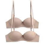 2Pcs/Set Demi Cup Bras For Women Convertible Strapless Bra Low Cut Underwear Comfort Padded Brassiere Sexy Lingerie S-XL