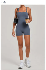 Outdoor Backless Yoga One Piece Suit Women Multiple Wearing Methods Sleeveless Slim Fit Pocket Stretch Sports Fitness Jumpsuit