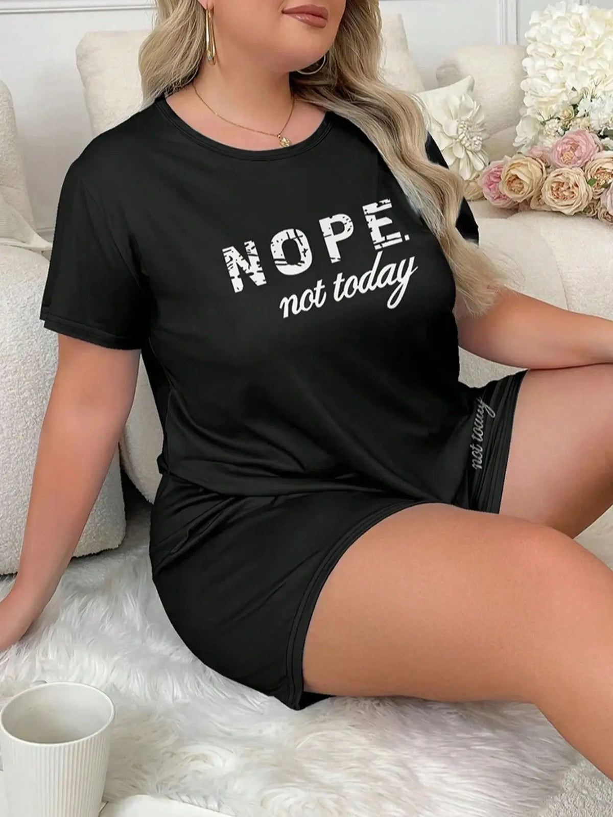 Summer fashion home wear European and American large size short-sleeved shorts two-piece pajamas 4XL 5XL