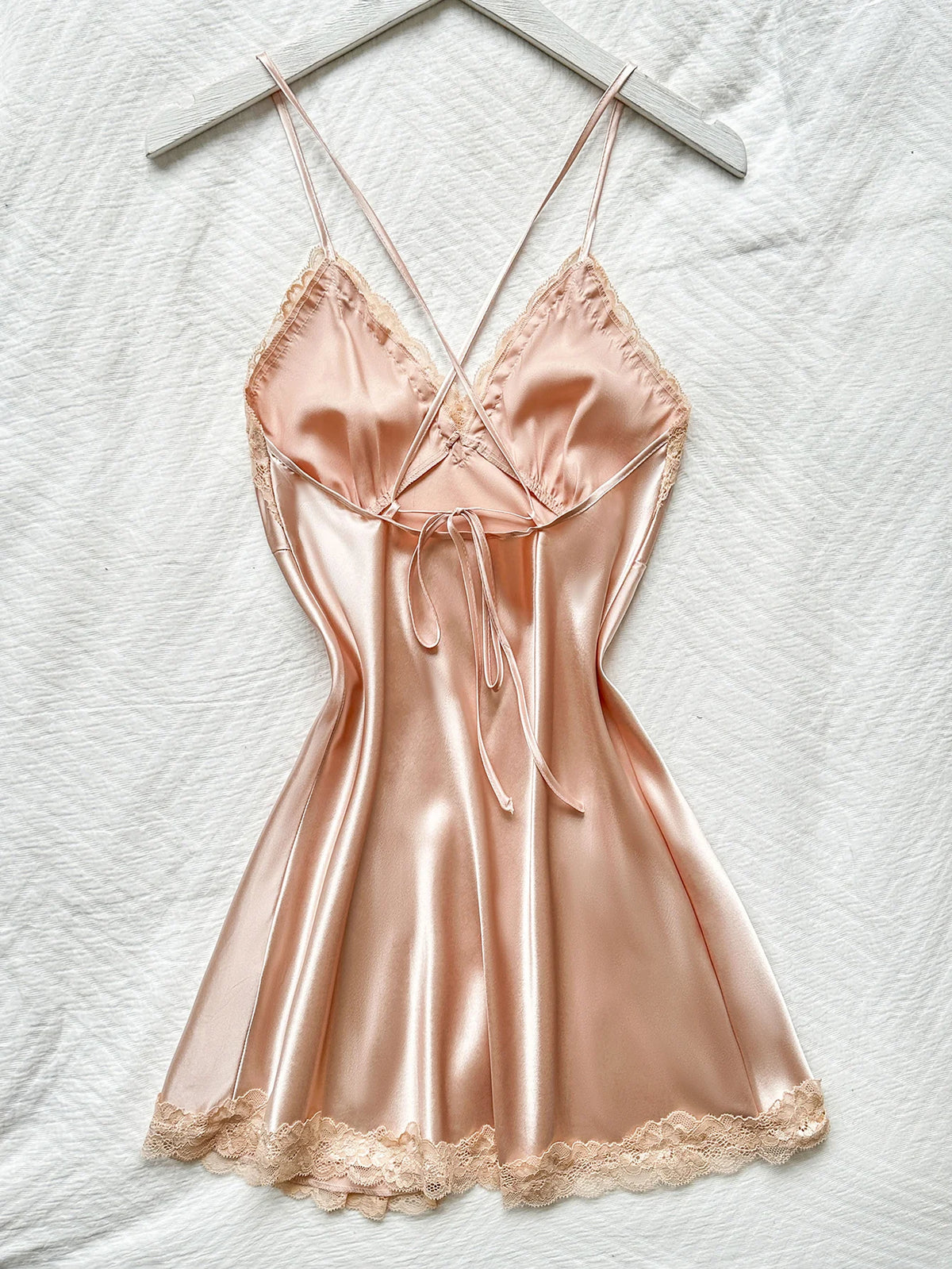 Women's V Neck Lace Nightdress Thin and Breathable Sleepwear Fashionable Halter Dress Pajama For Summer