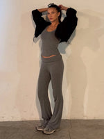 Solid Color Slim-fit Stretch Tank Top & Pants Set Sleeveless Casual Vest Outfit for Women
