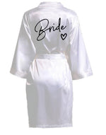 Wedding Party Team Bride Robe With Black Letters Kimono Satin Pajamas Bridesmaid Bathrobe SP001